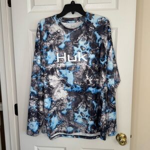 Huk Performance Fishing Long Sleeve Mens Mossy Oak Outdoor Activewear Shirt XL